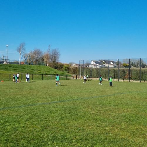 Yr6 & Yr7 footballers enjoying the Spring sunshine