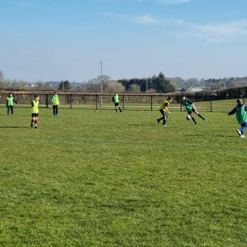 Yr6 & Yr7 footballers enjoying the Spring sunshine