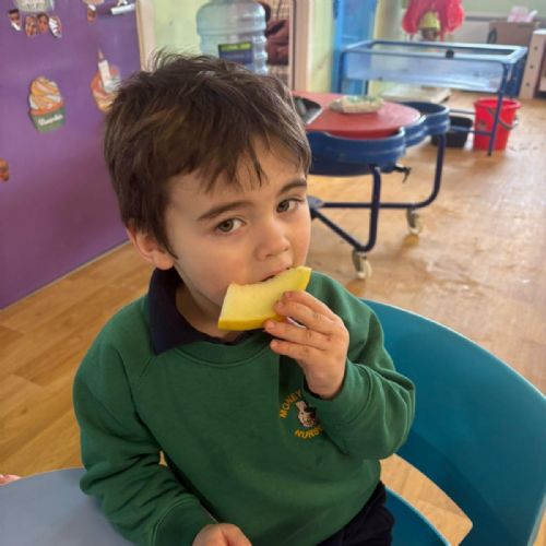 Nursery enjoying a healthy break on TASTY TUESDAY