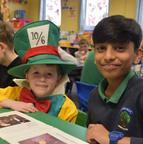 Yr1 & Yr7 Reading Buddies on World Book Day